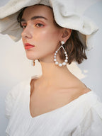 FN 925 Silver Needle Imitation Pearl Earrings  LOJS127