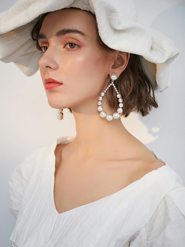 FN 925 Silver Needle Imitation Pearl Earrings  LOJS127