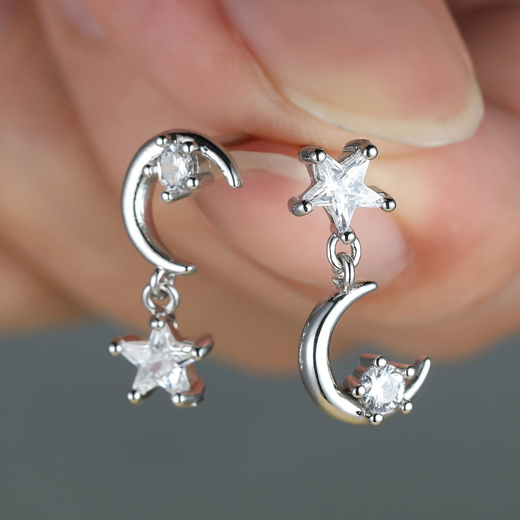 Gorgeous Star Moon Zircon Earrings - Perfect Gift for the Special Female in Your Life!