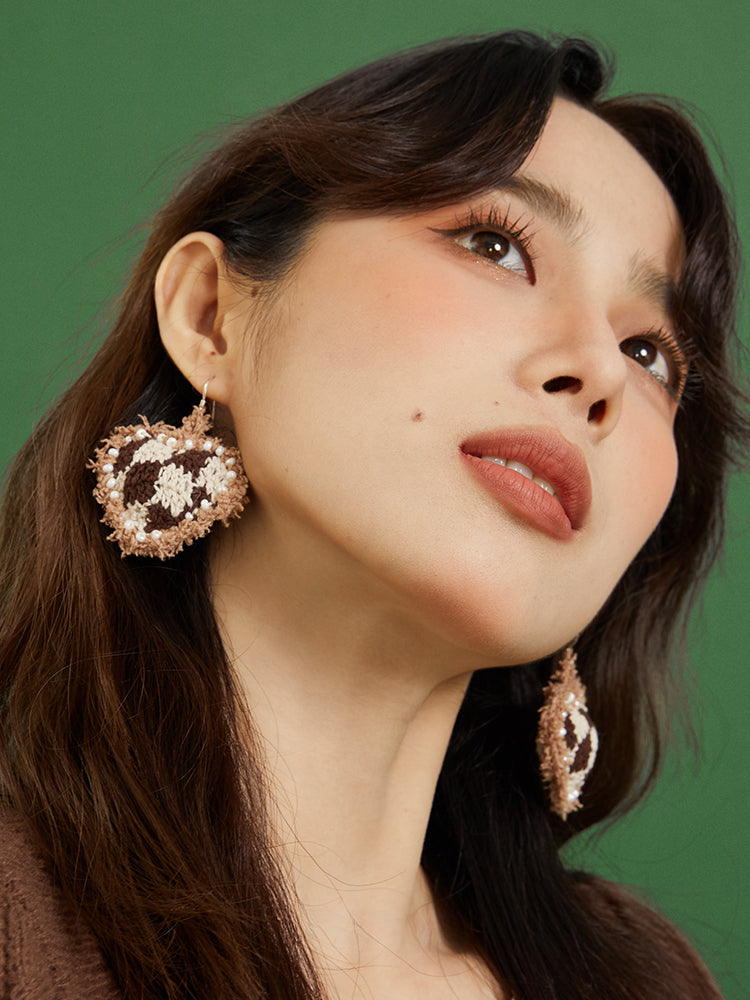 LB Hand Crochet "Heart" Earrings "Love" Ear Clip LOJL83