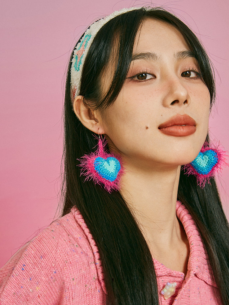 LB Hand Crochet  Gradient Earrings "Love" Ear Clip LOJL84