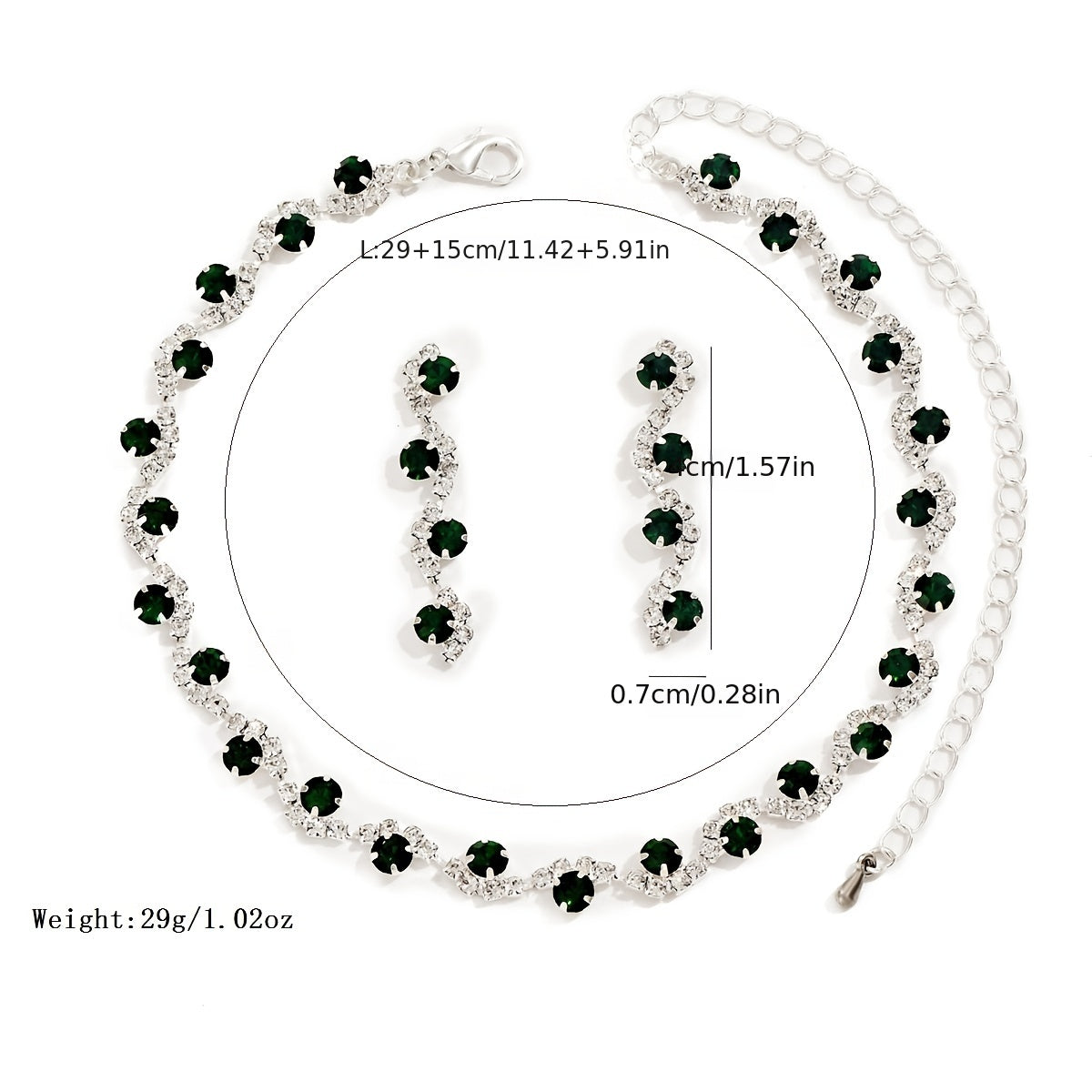 2pcs Elegant Zircon Jewelry Set - Silver Plated Necklace and Earrings for Weddings, Engagements, and Birthdays - Perfect Gift for Women and Girls