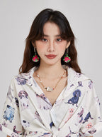 LB Hand Crochet Cute "Dragon Fruit" Earrings LOJL107