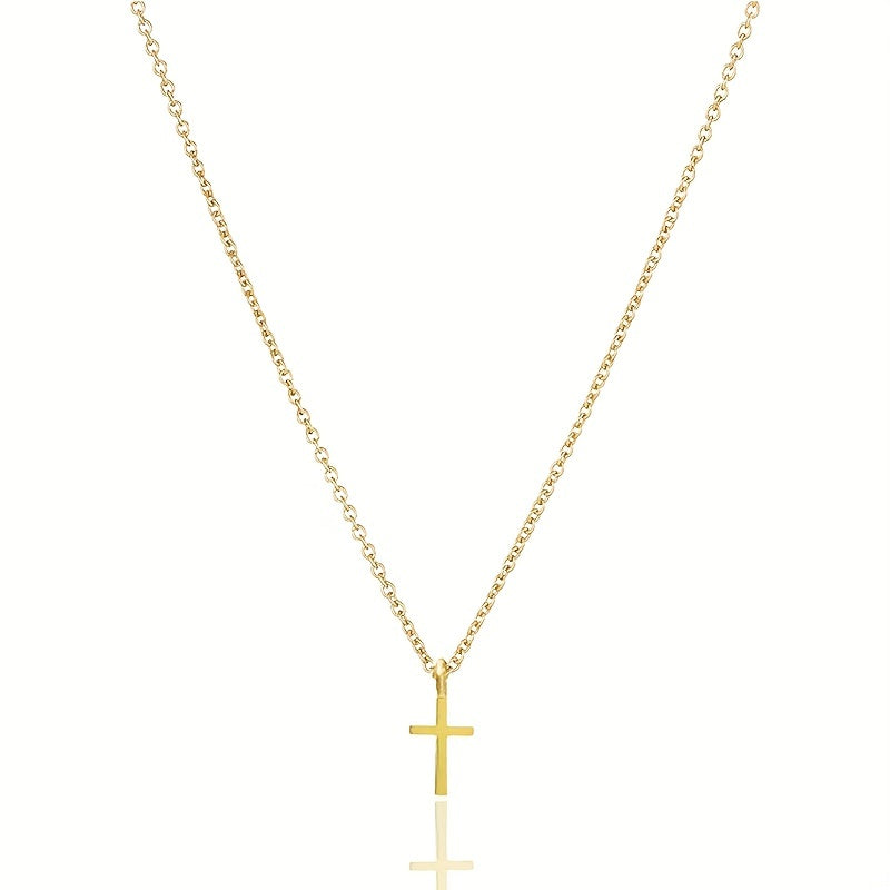 Simple Style Golden Cross Faith Multilayer Necklace Set Female Neck Jewelry Gift Accessories