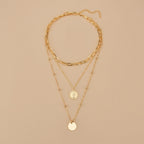 Elevate Your Style with our Vintage Coin Pendant Necklace - Three Layers of Stackable Chains for Women and Girls - Perfect for Holidays