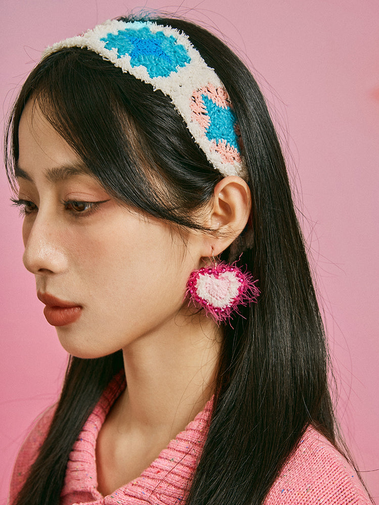LB Hand Crochet "Love" Earrings Sweet Ear Clip LOJL93