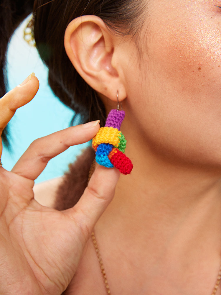 LB Rainbow Colored Asymmetric Ear Clip Earrings LOJL10