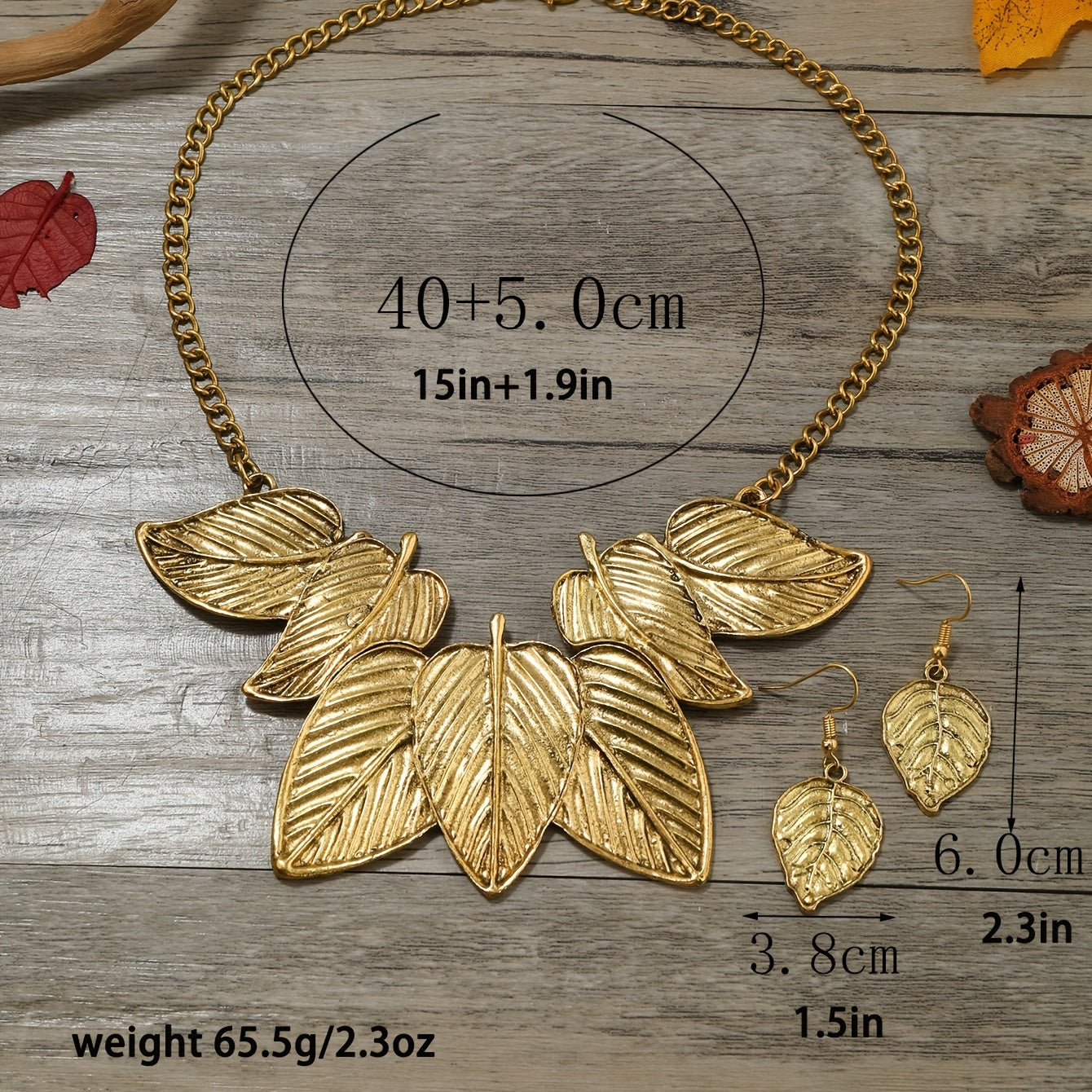 3pcs Vintage Jewelry Set Trendy Leaf Design Exaggerated Party Accessories For Female Perfect Chrismas Gift For Your Love