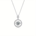 Adjustable Moissanite Pendant Necklace - Stunning 925 Silver Jewelry for Women & Girls - Perfect Gift for Valentine's Day, Mother's Day, Thanksgiving, Anniversary, or Birthday