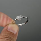 Stunning Sterling Silver Heart Ring with Sparkling Zircon Stones - Perfect Gift for Women and Girls