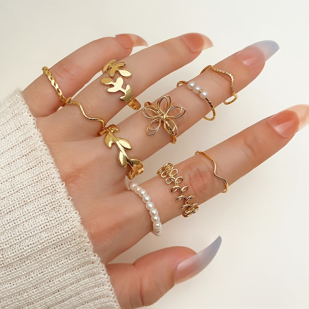 Add Some Sparkle to Your Look with 10-Piece Set of Stylish Stackable Finger Rings for Women - Perfect for Valentine's Day, Parties, and Birthdays!