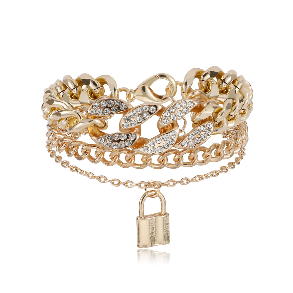 Sparkling Lock-Shaped Rhinestone Chain Bracelet - Add a Touch of Glamour to Your Look!