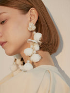 FN 925 Silver Needle Flower Exaggerated Long Earrings LOJS130