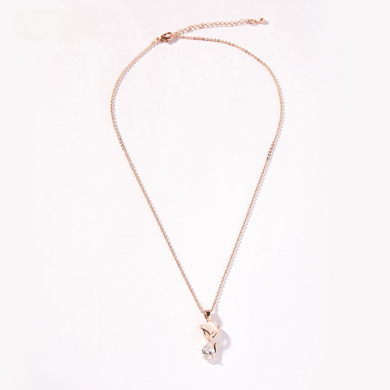 FN Sweet Cute Fox Pendant Rose Gold Necklace Clavicle Chain Gift LOJS5