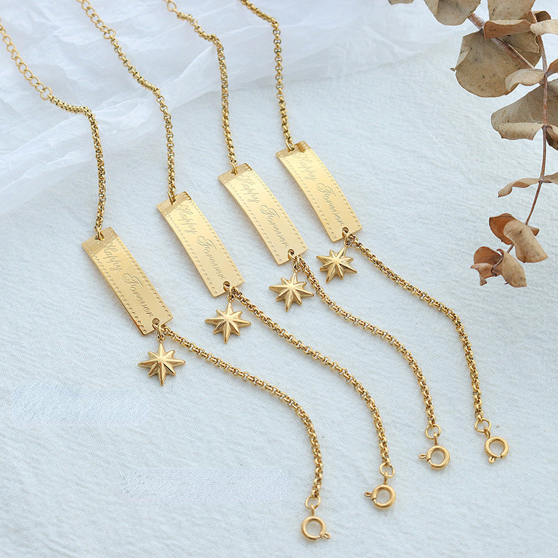 Square Pendant Titanium Steel 18K Gold Plated