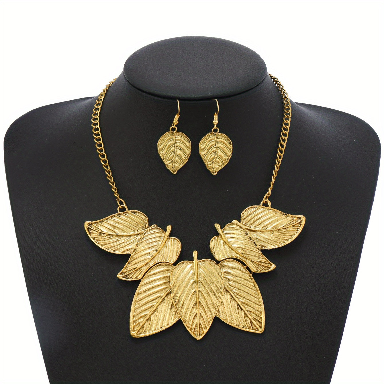 3pcs Vintage Jewelry Set Trendy Leaf Design Exaggerated Party Accessories For Female Perfect Chrismas Gift For Your Love