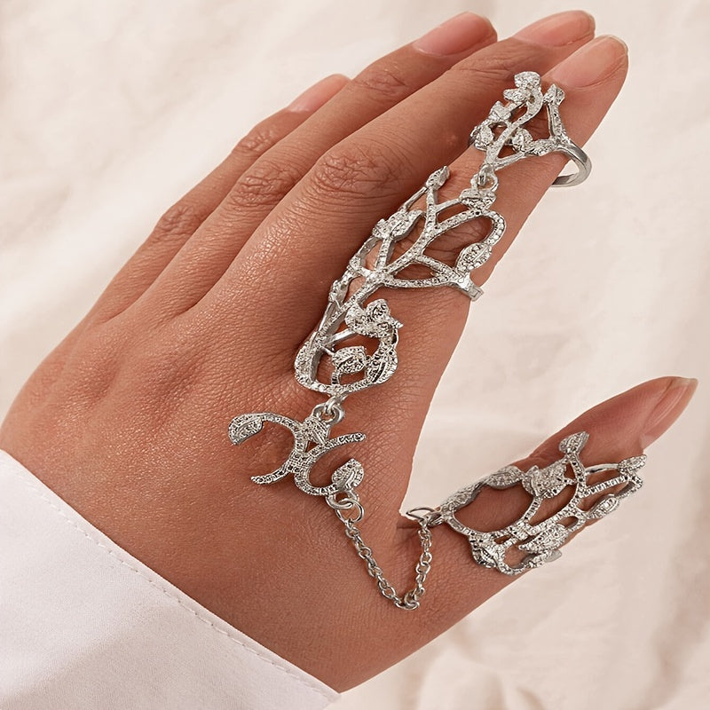 Gothic Carved Crystal Finger Ring - A Stunning Statement Piece for Women