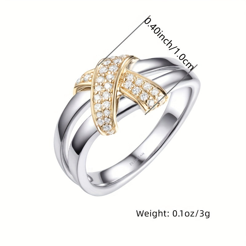Simple Cross Finger Ring Inlaid Shiny Zircon Elegant Finger Jewelry Accessories