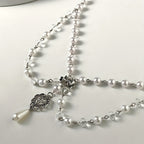 Hollow Out Bow Design Necklace Y2K Faux Pearl Necklace Vintage Tassel Multilayer Necklace For Women Girls