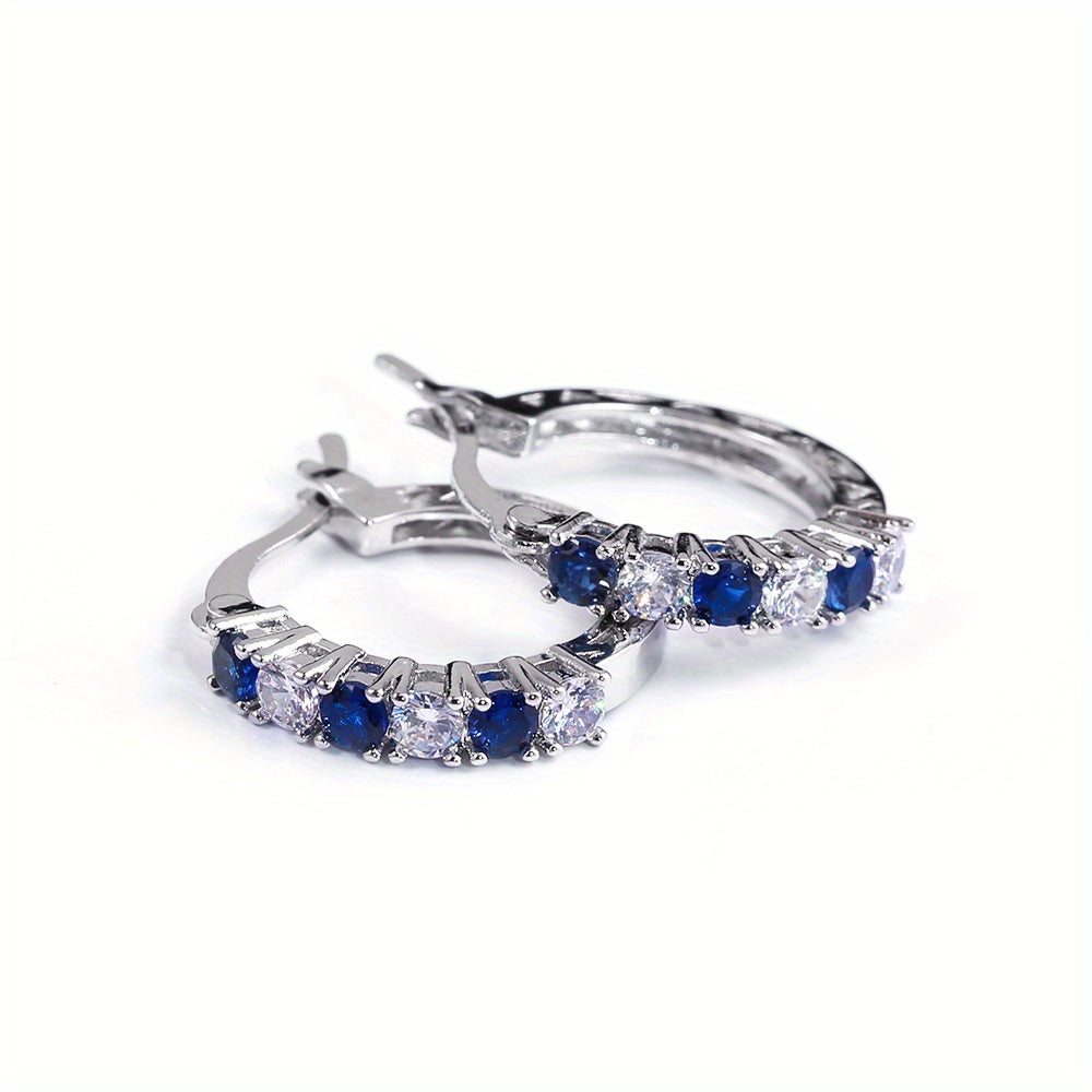 Add a Pop of Color to Your Look with Our Euramerican 925 Silver Plated Colorful Zircon Hoop Earrings - Perfect for Any Special Occasion!