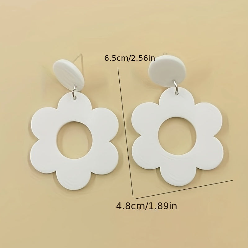 Hollow Flower Design Dangle Earrings Elegant Sexy Style Acrylic Jewelry Delicate Female Gift