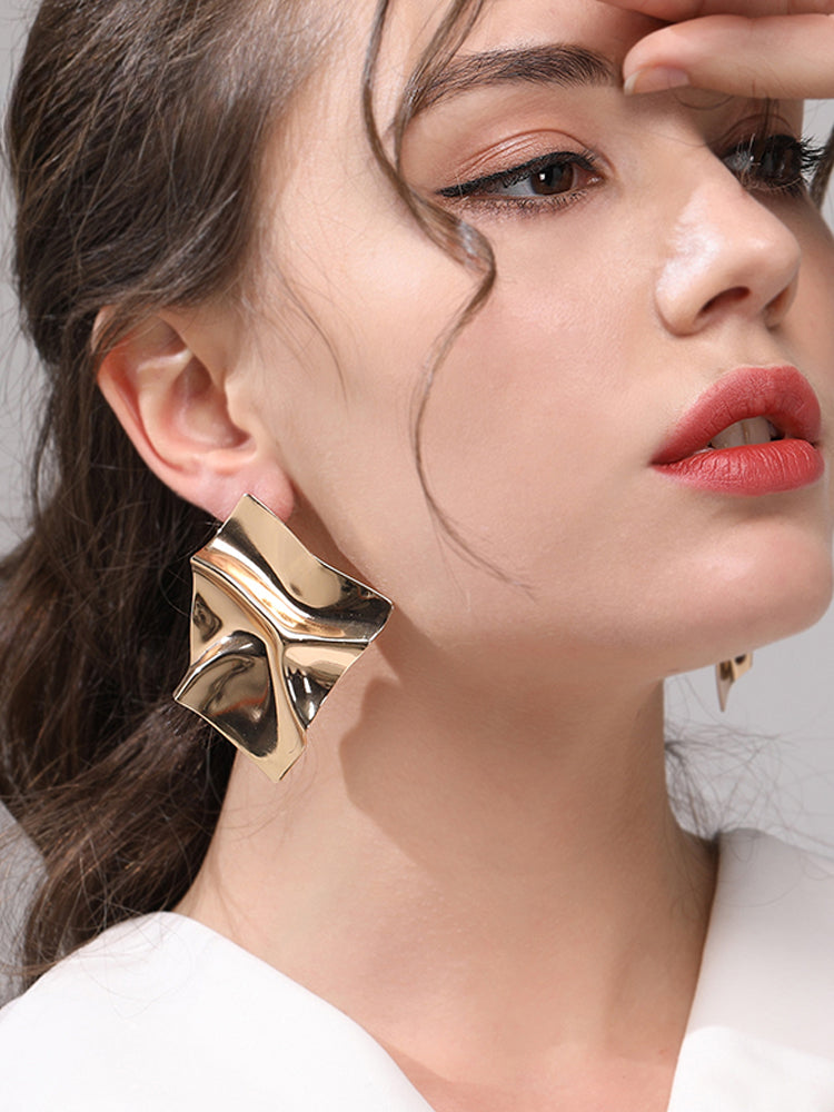FN 925 Silver Needle Metal Beach Geometric Earrings LOJS114