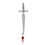 Gorgeous Long Sword Earring with a Dramatic Blood Drop Accent - 1pc