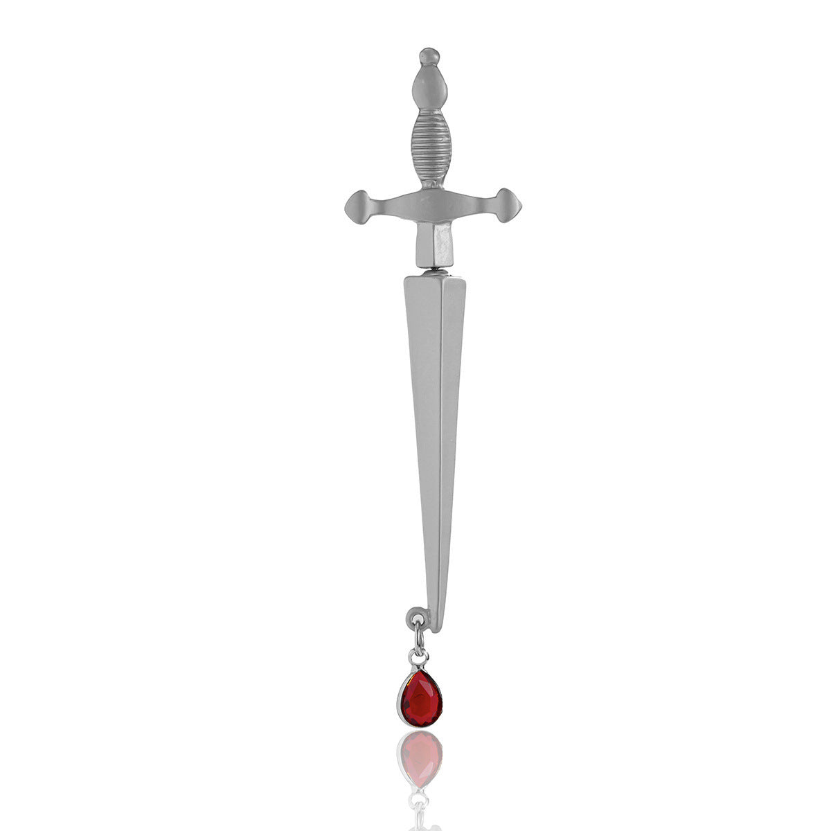 Gorgeous Long Sword Earring with a Dramatic Blood Drop Accent - 1pc