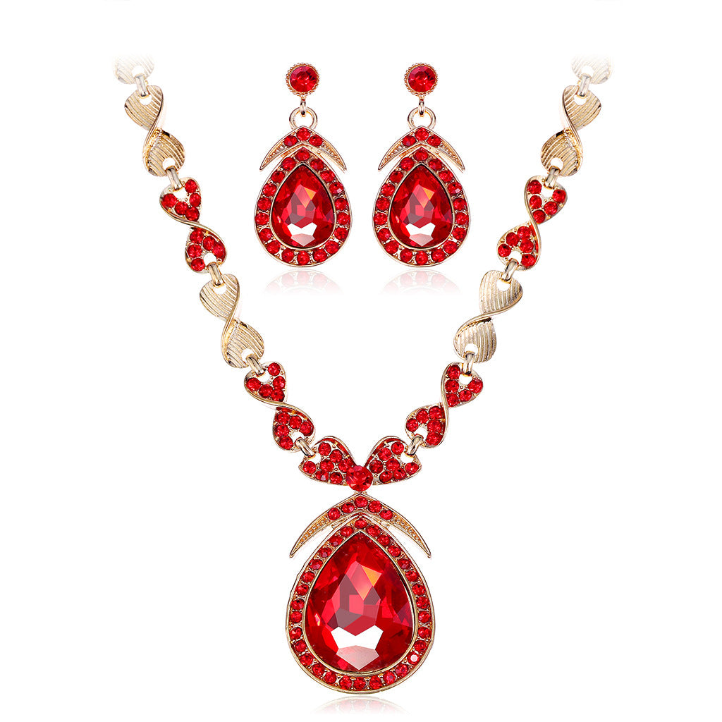 Elegant Crystal Water Drop Jewelry Set for Party and Prom