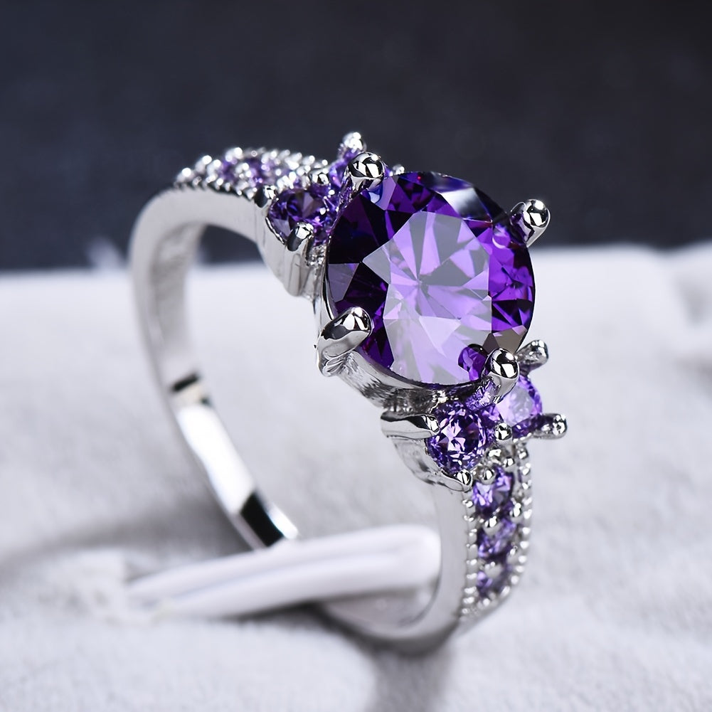 Stunning Purple Zircon Engagement Ring - Perfect for Weddings, Anniversaries & Gifts!