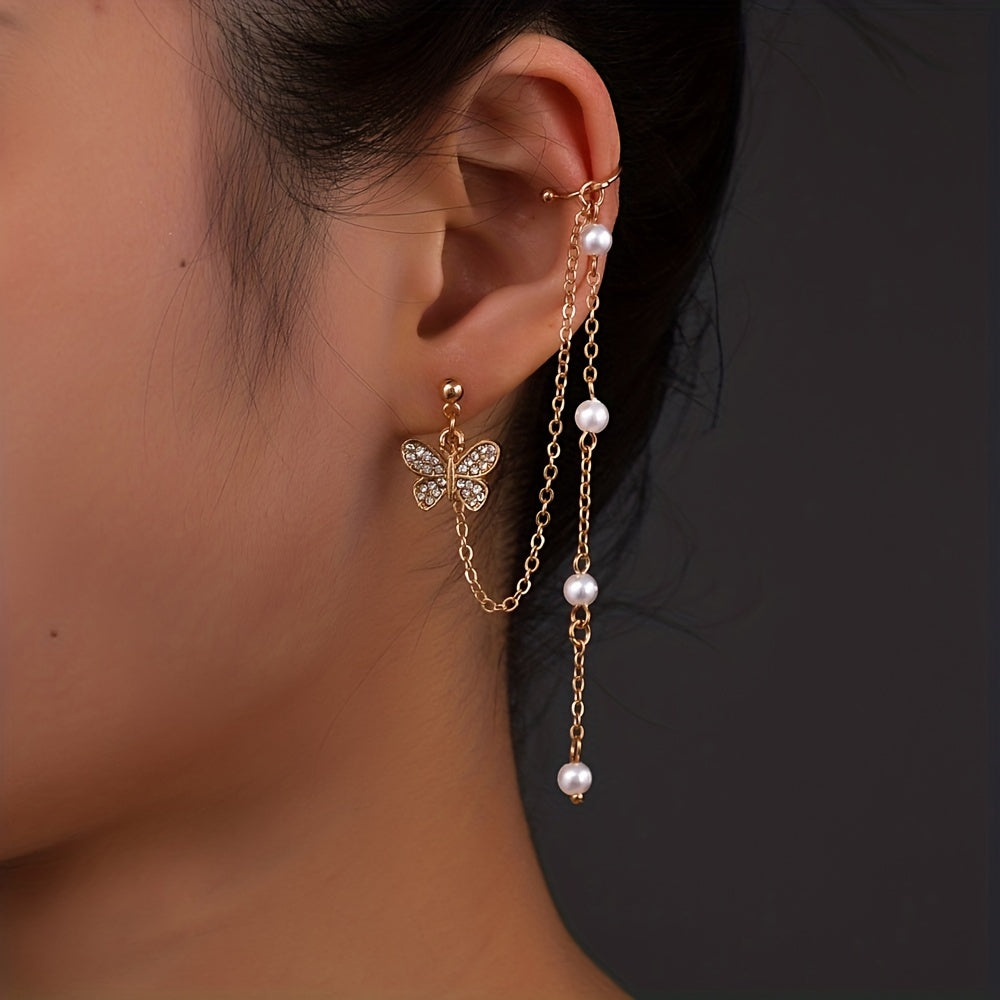 Add a touch of nature to your look with our Leaf Butterfly Tassel Ear Cuff Earrings for Women and Girls