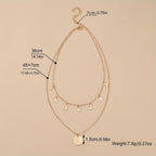 Golden Alloy Round Pendant Double Layer Star & Moon Women's Alloy Necklace
