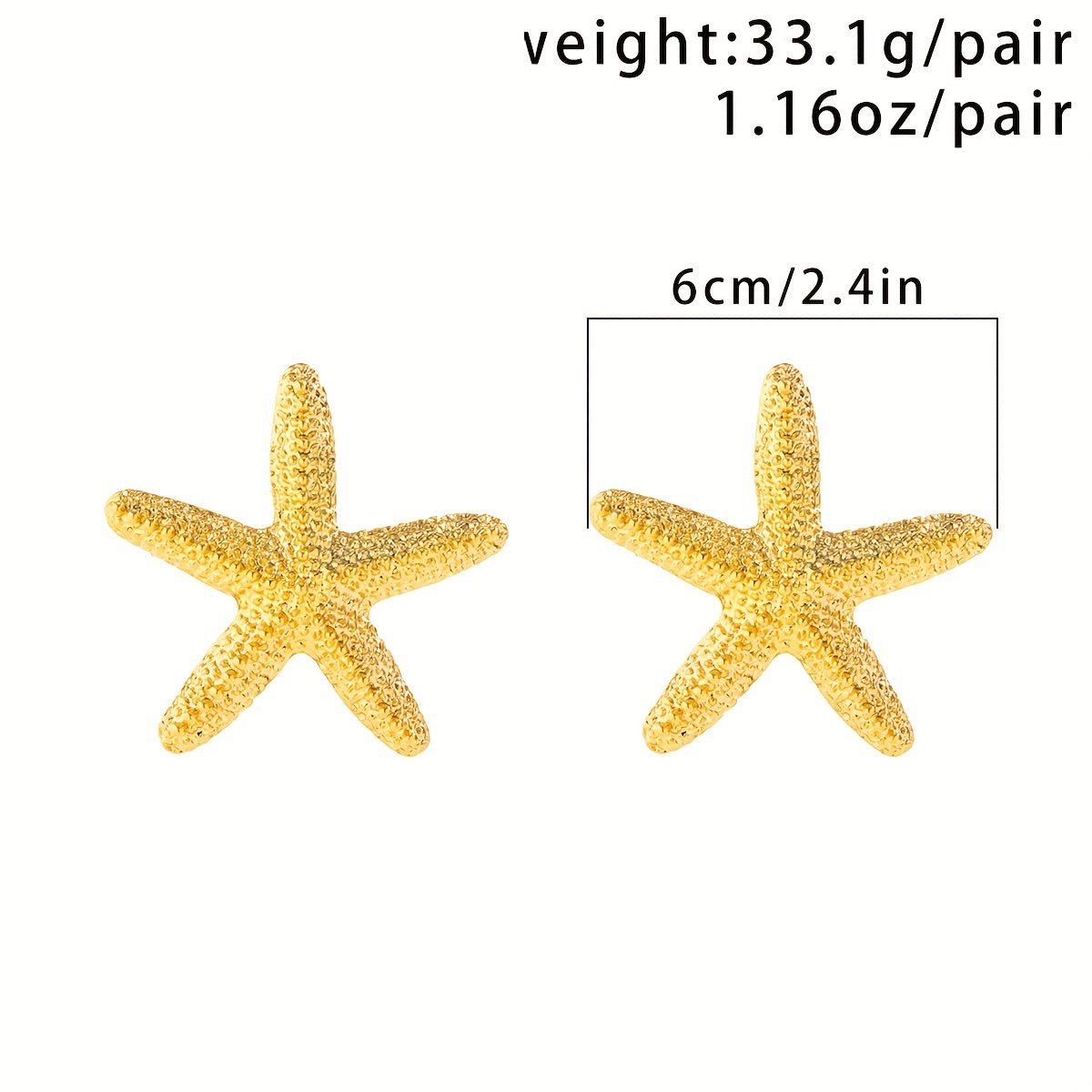 Starfish Stud Earring Retro Dramatic Metal Style Personality Fashion Beach Style Summer Daily Jewelry For Women