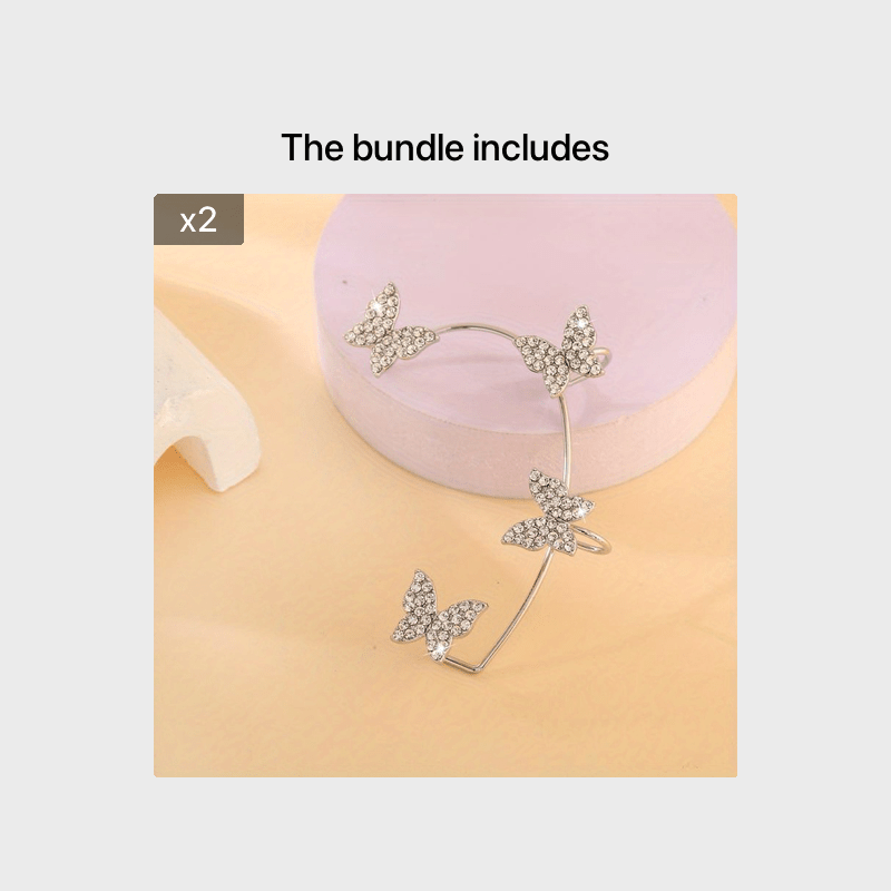Sparkle Butterfly Ear Clip Non Pierced Clip On Earrings Temperament Luxury Jewelry For Women Girls
