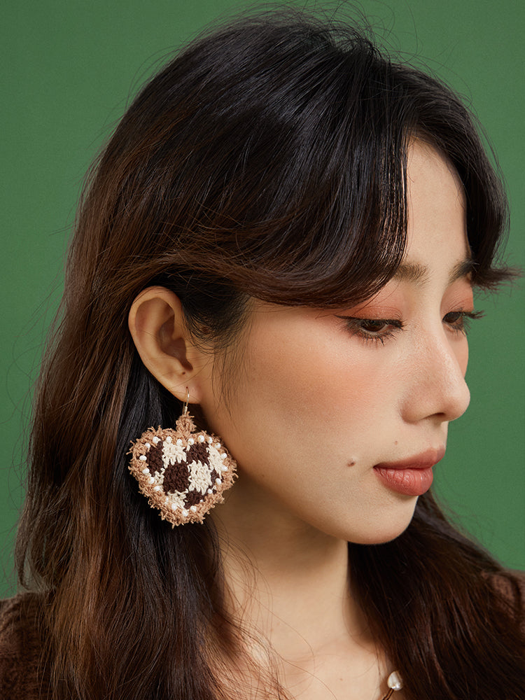 LB Hand Crochet "Heart" Earrings "Love" Ear Clip LOJL83