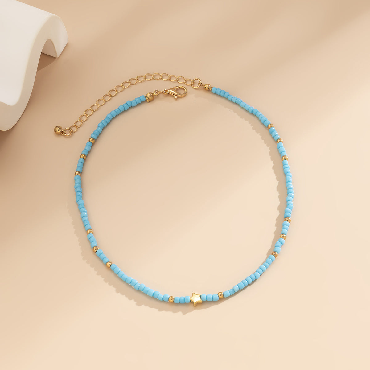 Simple Handmade Beaded Necklace Vintage Colorful Star Necklace 1pc Holiday Style