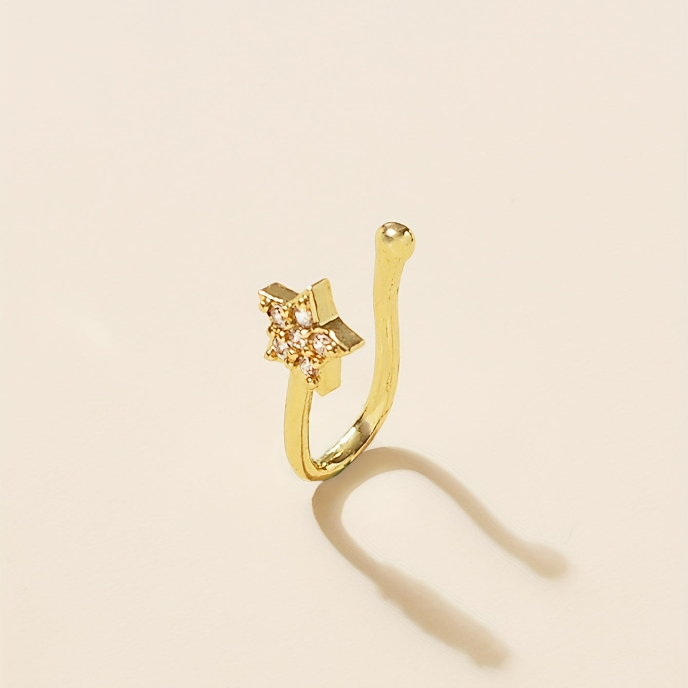 Add a Shimmering Touch to Your Look with 1 Pc Star Copper Nose Clip Inlaid with Shiny Zircon - Perfect Non-Piercing Nose Jewelry Decor