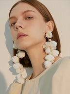 FN 925 Silver Needle Flower Exaggerated Long Earrings LOJS130