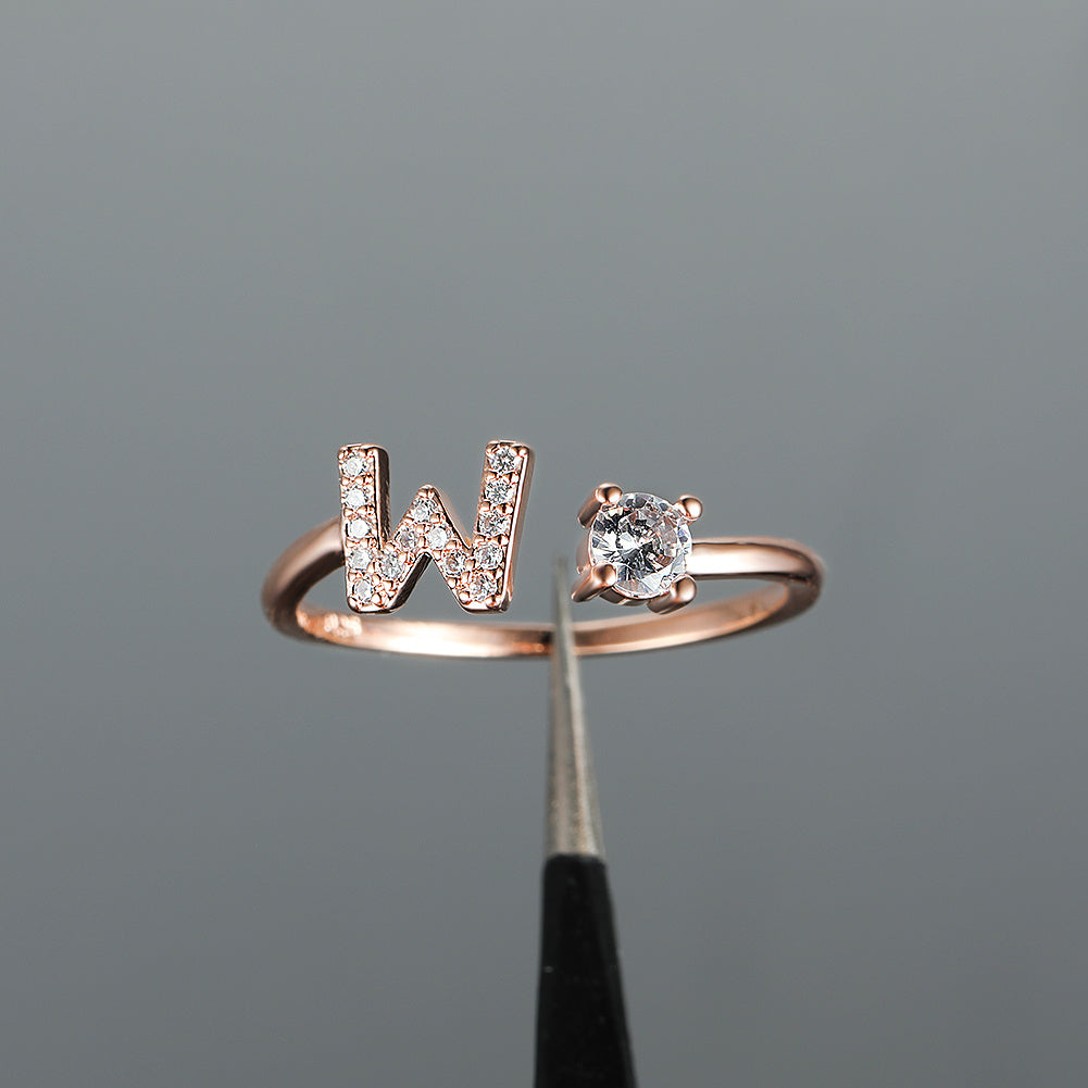 Rose Gold 26 Letter Initial Ring - Perfect for Weddings, Love, and Bridesmaid Gifts!