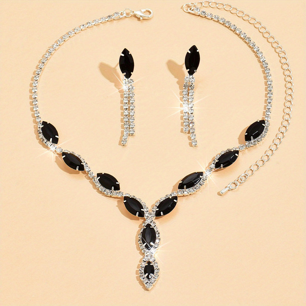 3pcs Earrings Plus Necklace Silver Plated Inlaid Horse Shape Rhinestone Dainty Jewelry Set For Evening Party Cocktail Party Elegant Birthday Gift For Your Girl