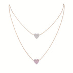 Acrylic Love Heart Pendant Double Layer Stacking Alloy Necklace For Women Girls