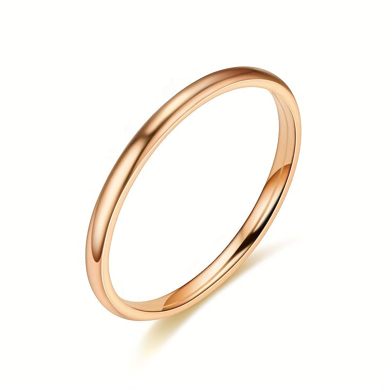2MM Globe Glossy Finger Ring 14K Gold Plated Stainless Steel Finger Ring