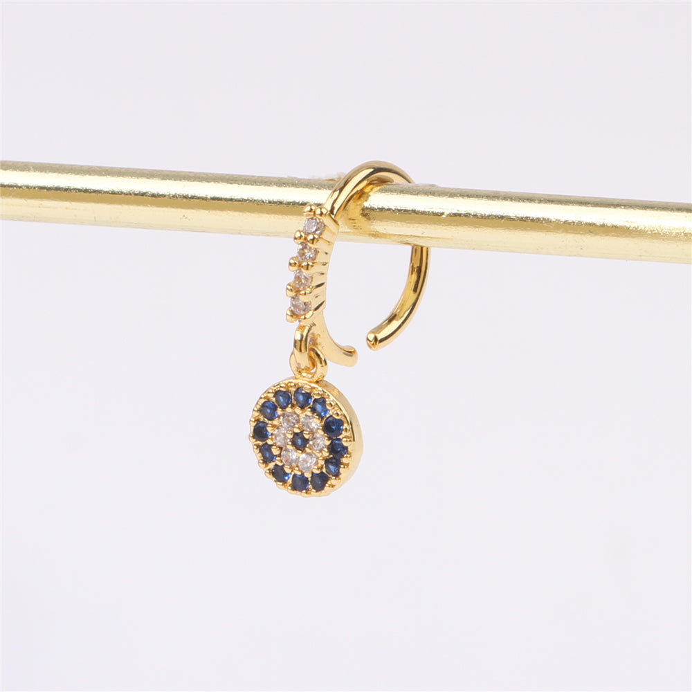 Get the Perfect Look with our Elegant Evil Eye Hoop Nose Ring Inlaid with Shiny Zircon Huggie Drop Earrings for Body Piercing Jewelry