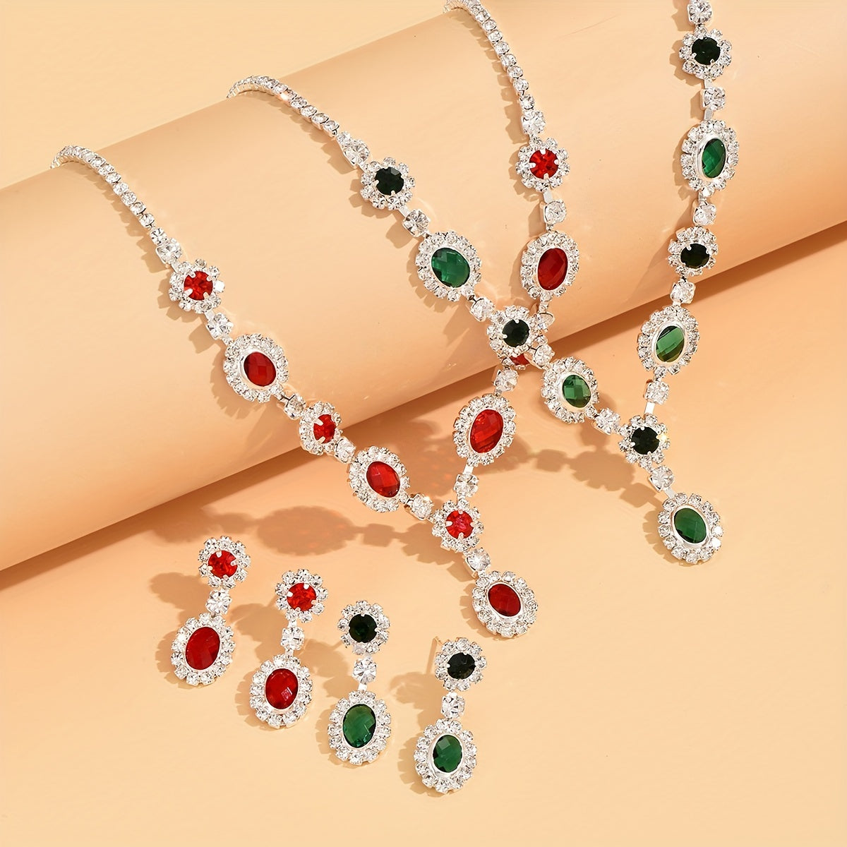 Elegant Wedding Jewelry Set with Shimmering Synthetic Gems - Perfect for Banquets and Special Occasions