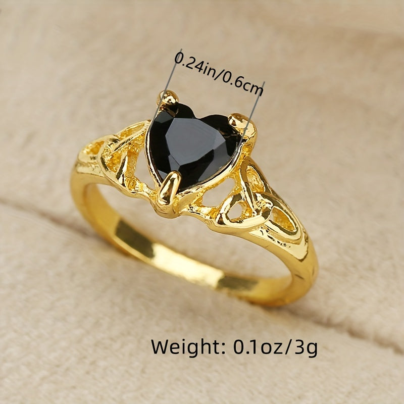 Black Love Zircon Mother's Day Gift Wedding Engagement Women's Ring