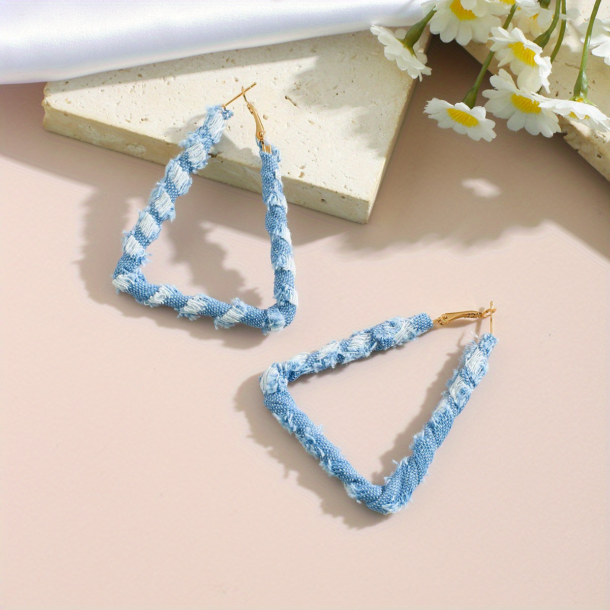 Heart Shape Denim Earrings Vocation Western Style Zinc Alloy Jewelry Creative Gift For Women Girls Daily Casual