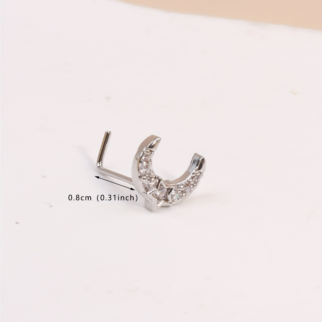 CZ Star Moon L Shape Nose Rings Stud Body Piercing Jewelry
