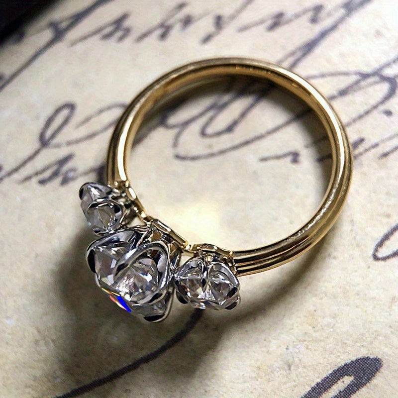 Make Your Promise with a Classic Three-Stone Square Cut Cubic Zirconia Ring - Perfect for Weddings and Engagements!