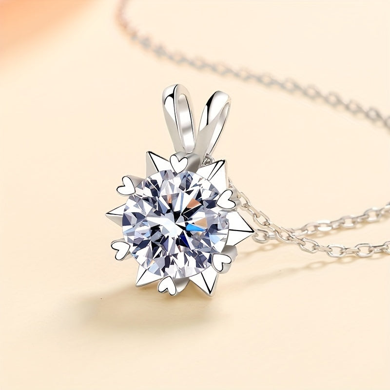 3 CARAT Round Moissanite Snowflakes Necklace Pendant Romantic Moissanite Neck Jewelry 18K Gold Plated 925 Silver Gift