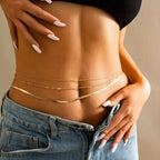 3pcs Thin Waist Chain Vintage Style Stackable Summer Beach Bikini Body Chain Jewelry Accessories